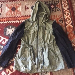 Black and army green utility jacket